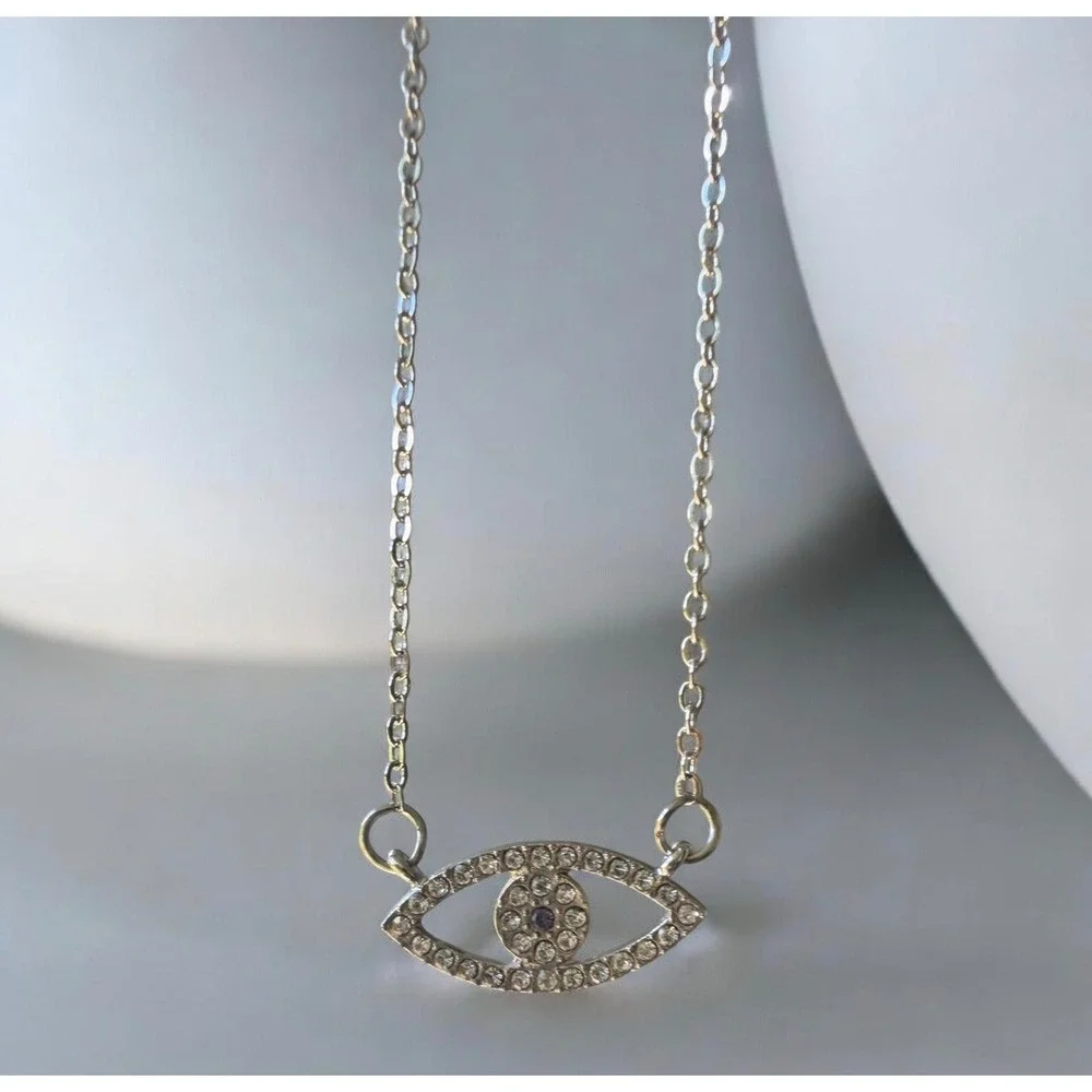 Evil Eye Necklace Women OS Silver New Rhinestone Protection Pave Pendant